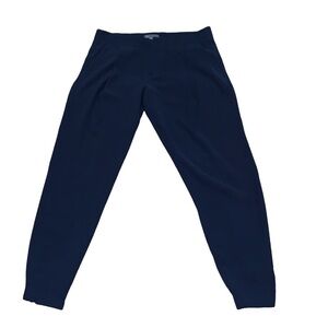 VINCE Womens Sz 4 Navy Blue Joggers Pleated Trousers Elastic Hem  Pockets Career